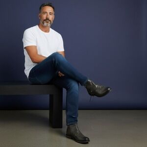 MANLY Mens‎ Dark Grey Ruched Leather Zip Ankle Boots Size 43 (US 9.5)